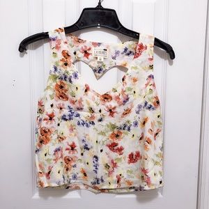 Floral heart back crop top